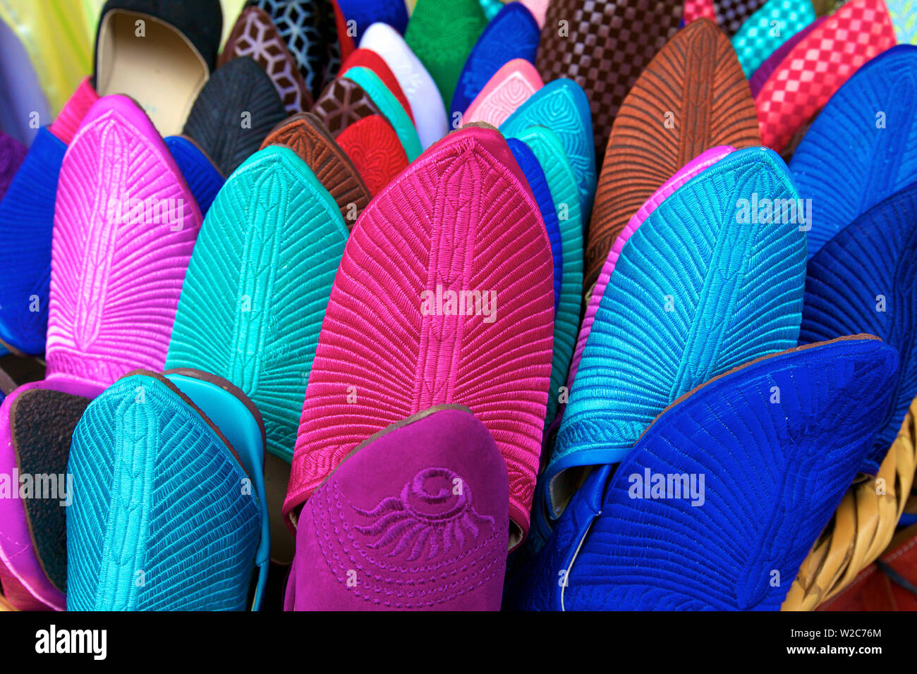 Pantofola marocchino Shop, la Medina, Rabat, Marocco, Africa del Nord Foto Stock