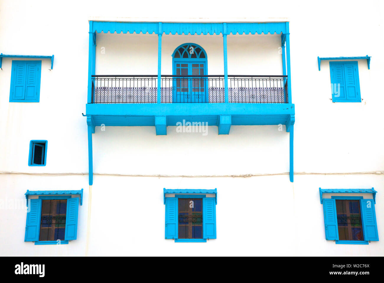 Facciata in stile coloniale, Rabat, Marocco, Africa del Nord Foto Stock