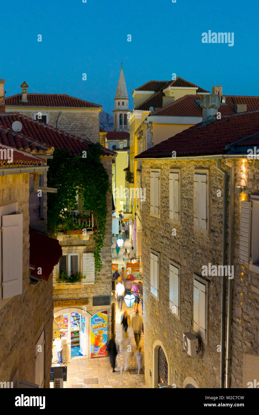 Montenegro, Budva, Città Vecchia, Stari Grad Foto Stock