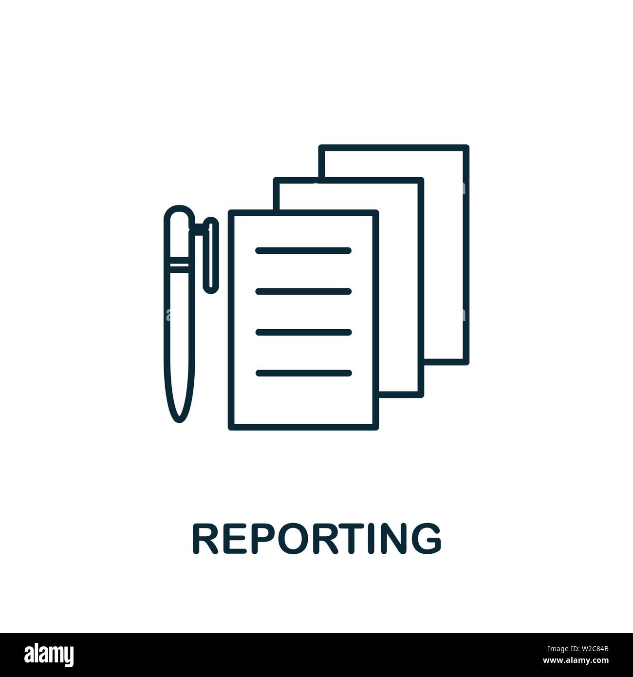 Icona del profilo di refertazione. Elemento concettuale sottile della raccolta di icone di gestione aziendale. Icona Creative Reporting per applicazioni mobili e utilizzo Web Illustrazione Vettoriale