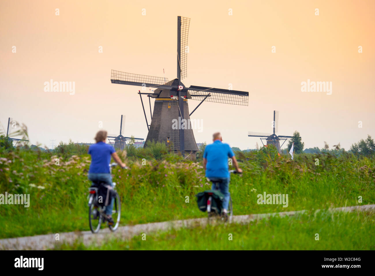 Paesi Bassi, South Holland, Kinderdijk (Patrimonio Mondiale dell'UNESCO) Foto Stock