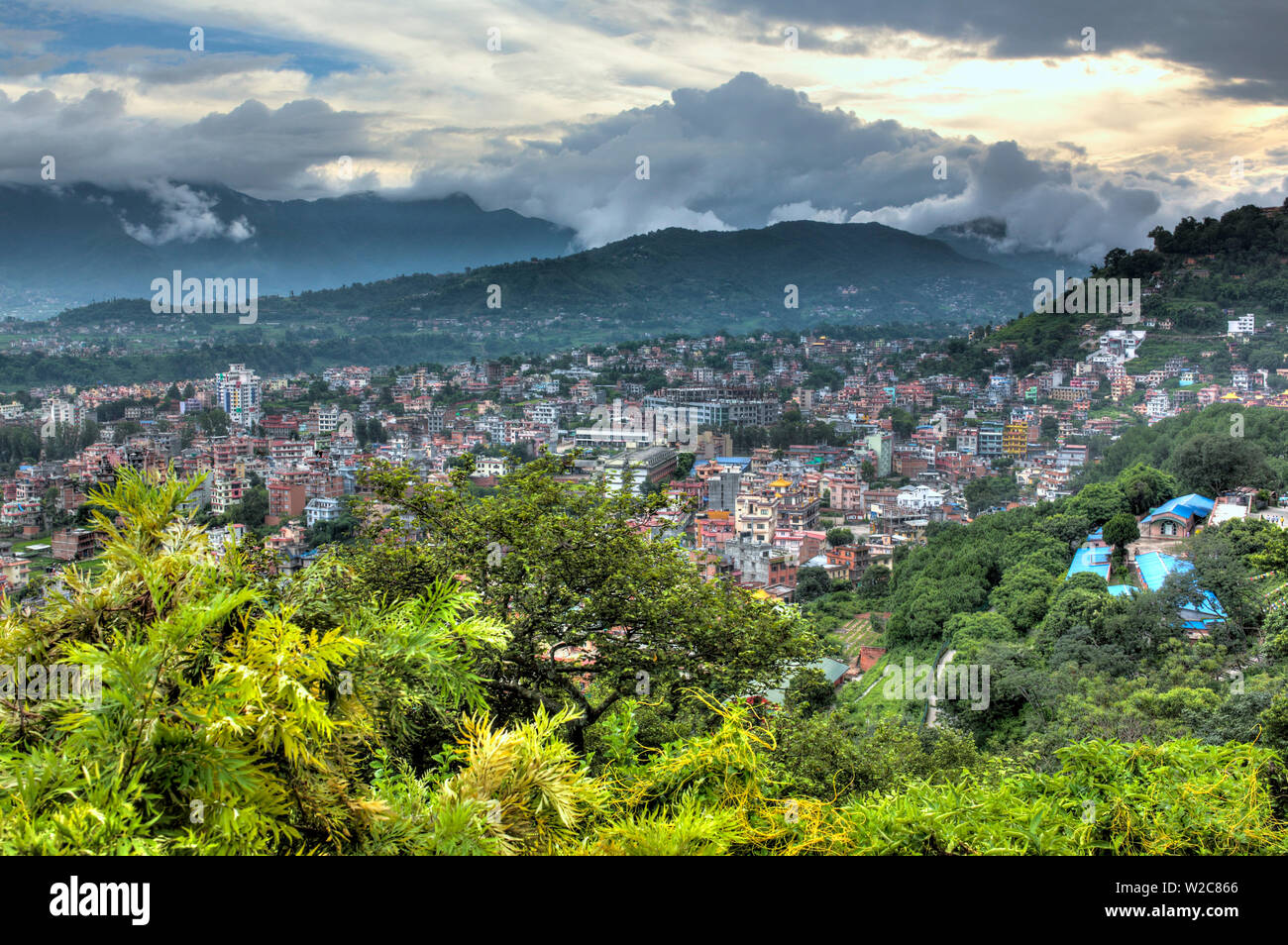 Paesaggio urbano da Swayambhunath, Kathmandu, Nepal Foto Stock