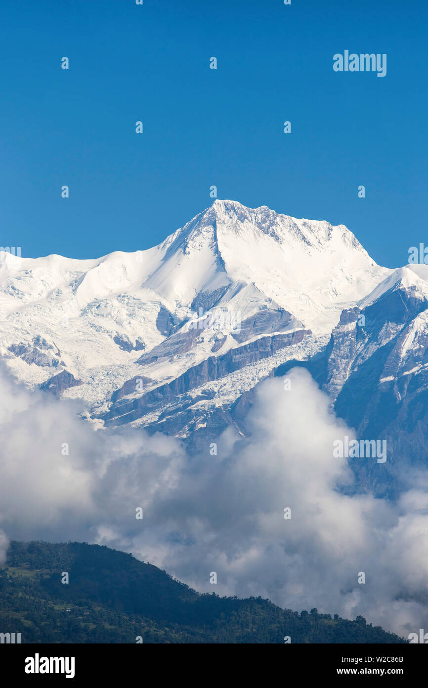 Il Nepal, Pokara, vista dell Himalaya Foto Stock