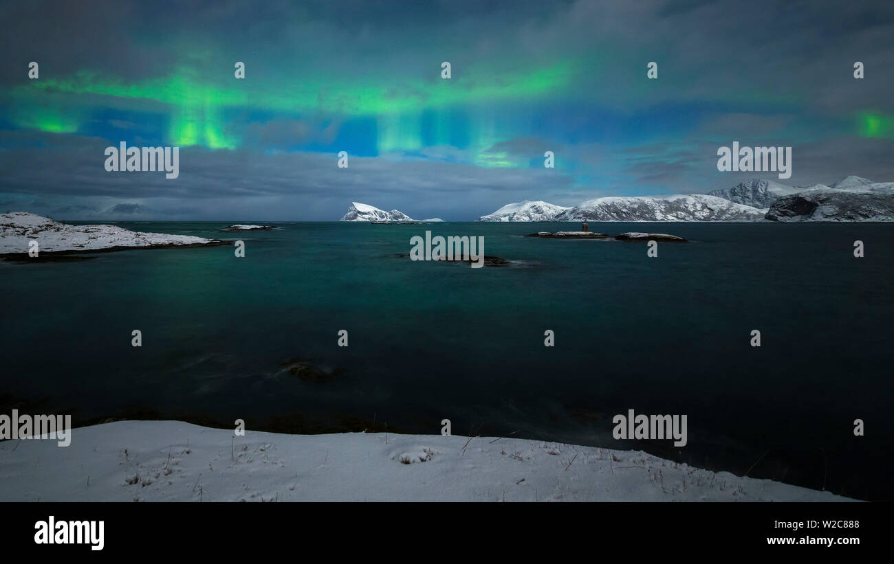 Aurora Boreale, luci del nord, regione di Troms, Norvegia Foto Stock