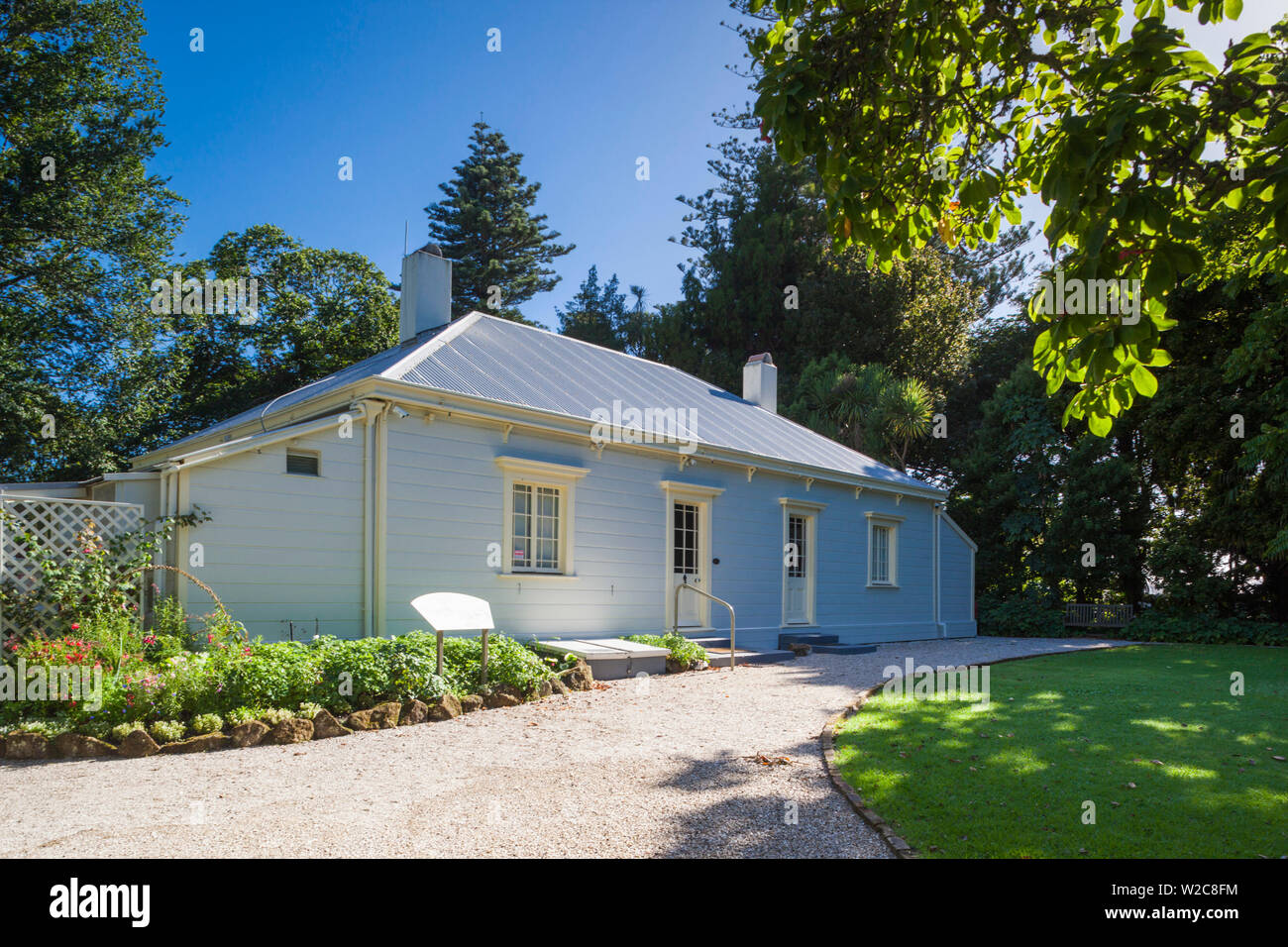 Nuova Zelanda, Isola del nord, Tauranga, olmi Casa di Missione, 1847, la più antica costruzione nella Baia di Planty Foto Stock