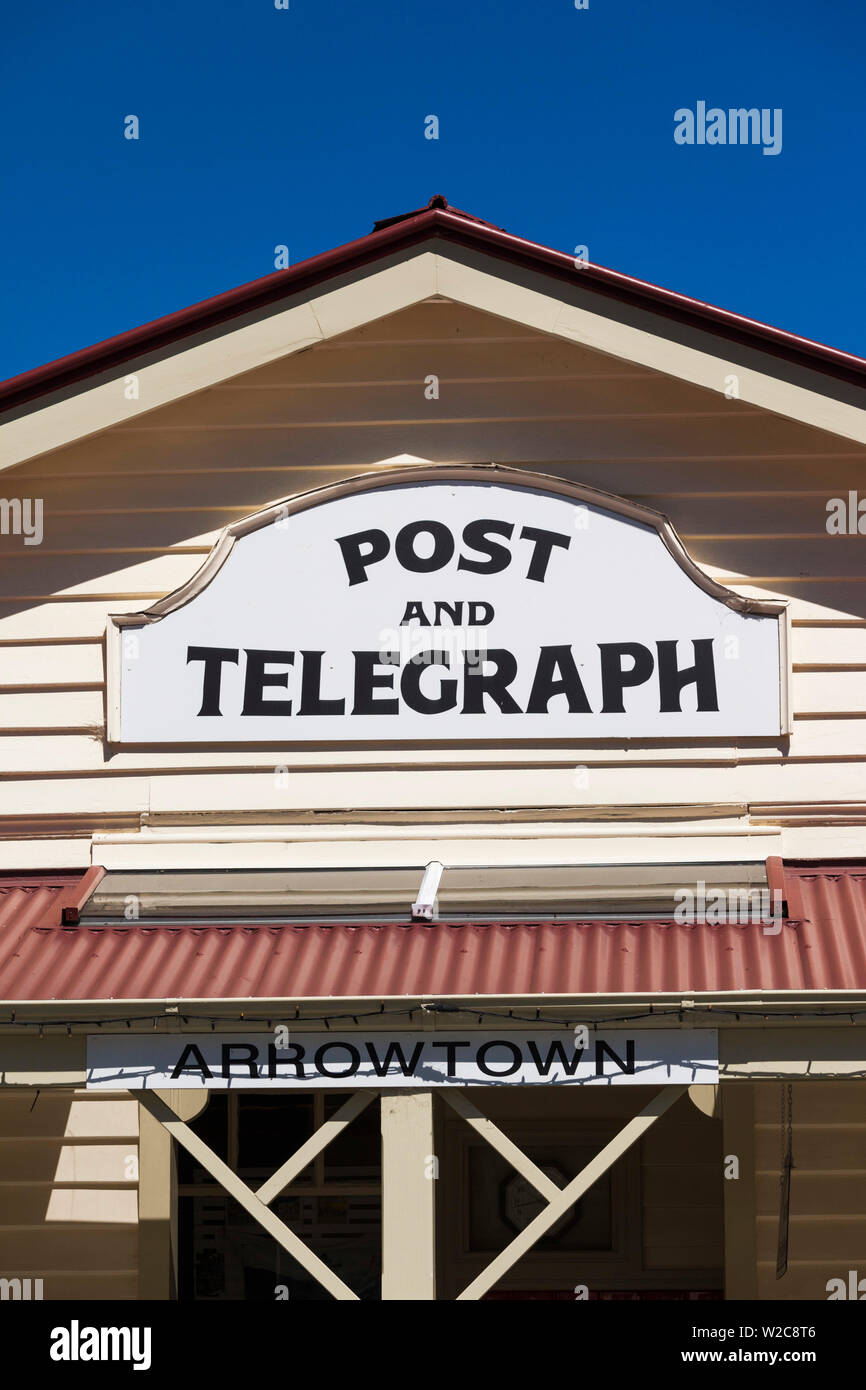 Nuova Zelanda, Isola del Sud, Otago, Arrowtown, Post e telegrafo edificio Foto Stock