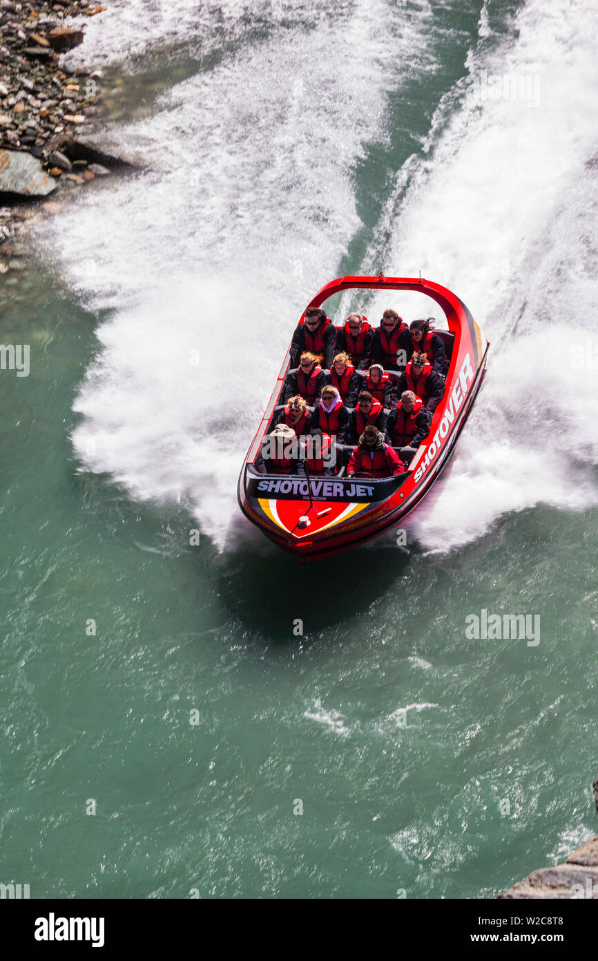 Nuova Zelanda, Isola del Sud, Otago, Queenstown, Shotover Jet, jetboat turistica tour Foto Stock