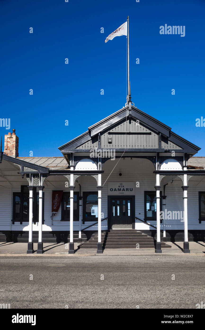 Nuova Zelanda, Isola del Sud, Otago, Oamaru, quartiere vittoriano, stazione ferroviaria Foto Stock
