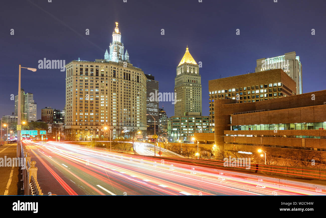 New York vicino al ponte di Brooklyn Foto Stock