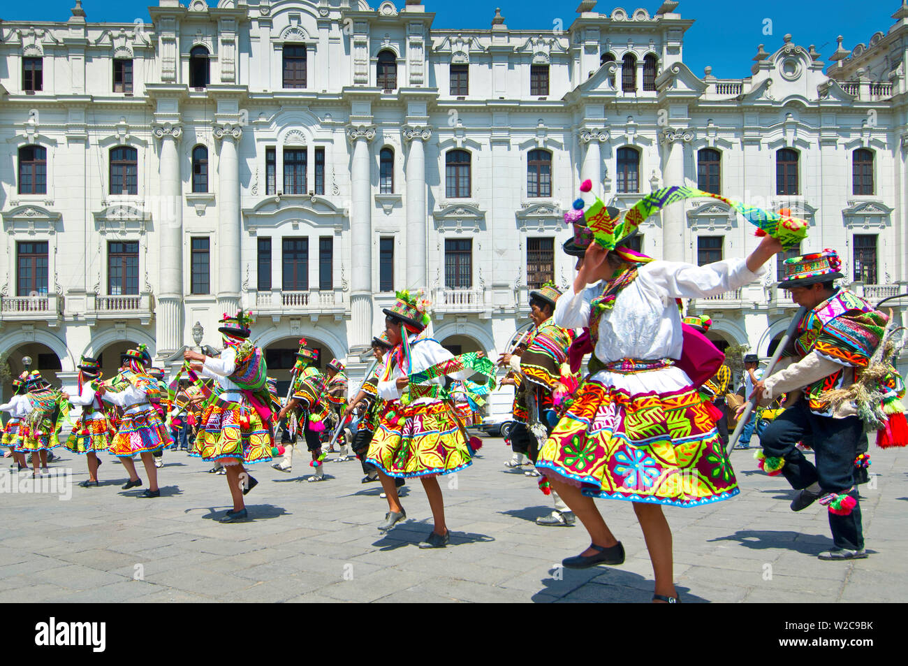 Il Perù, Lima, Piazza San Martin, Carnevale Ayacuchano, regione di Ayacucho, il Festival tradizionale Foto Stock