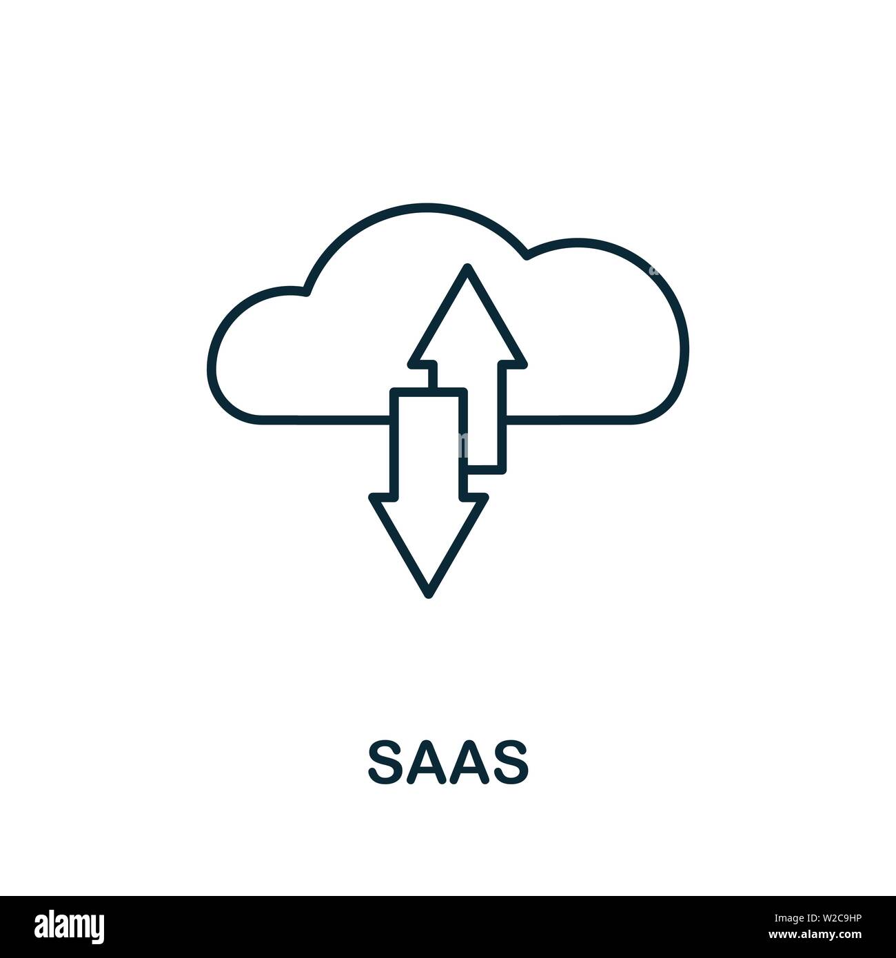Icona del profilo SaaS. Elemento concettuale sottile della raccolta di icone di gestione aziendale. Icona Creative Saas per applicazioni mobili e utilizzo Web Illustrazione Vettoriale