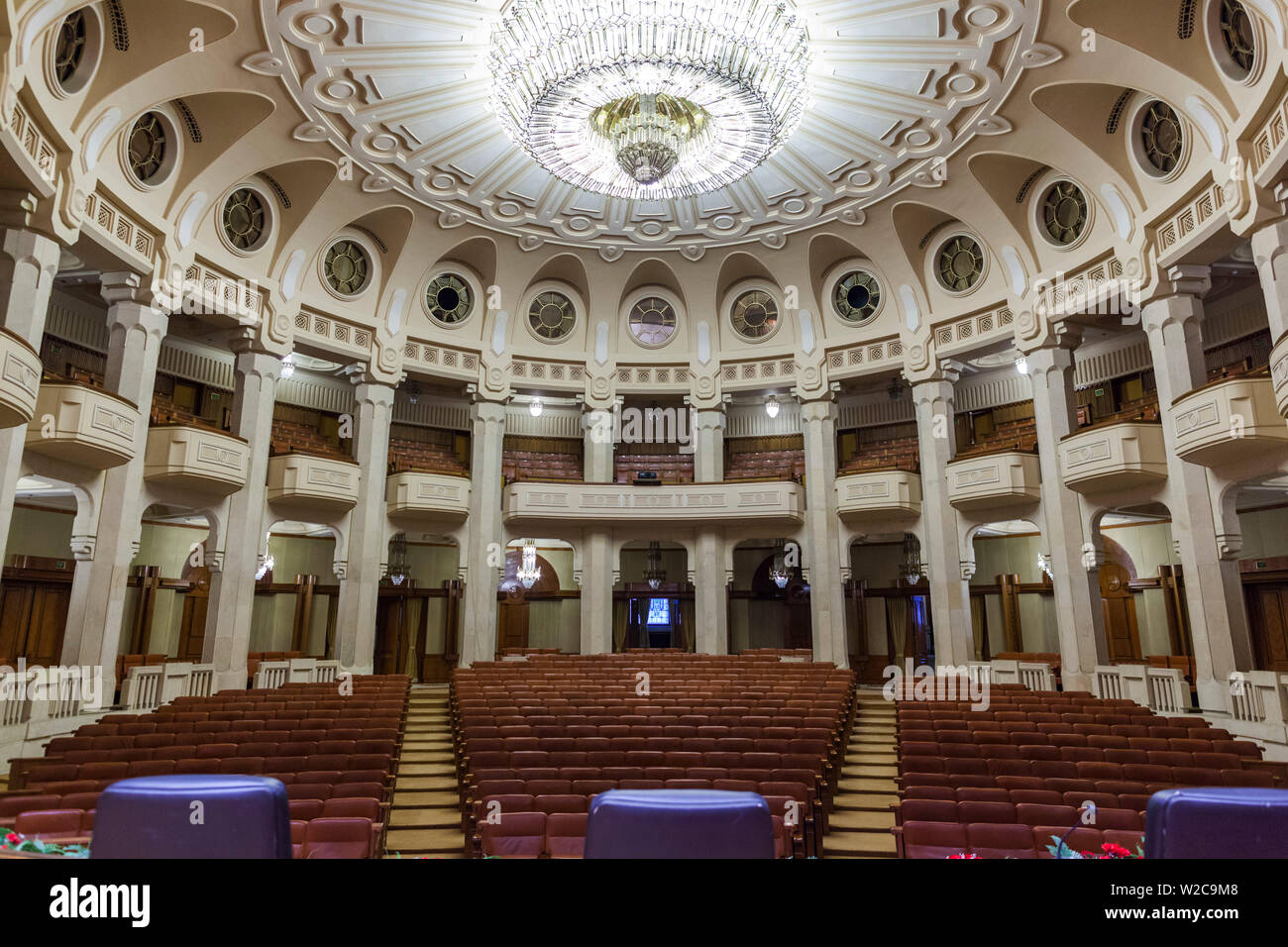 La Romania, Bucarest, Palazzo del Parlamento, il mondo il secondo più grande edificio, auditorium interno Foto Stock