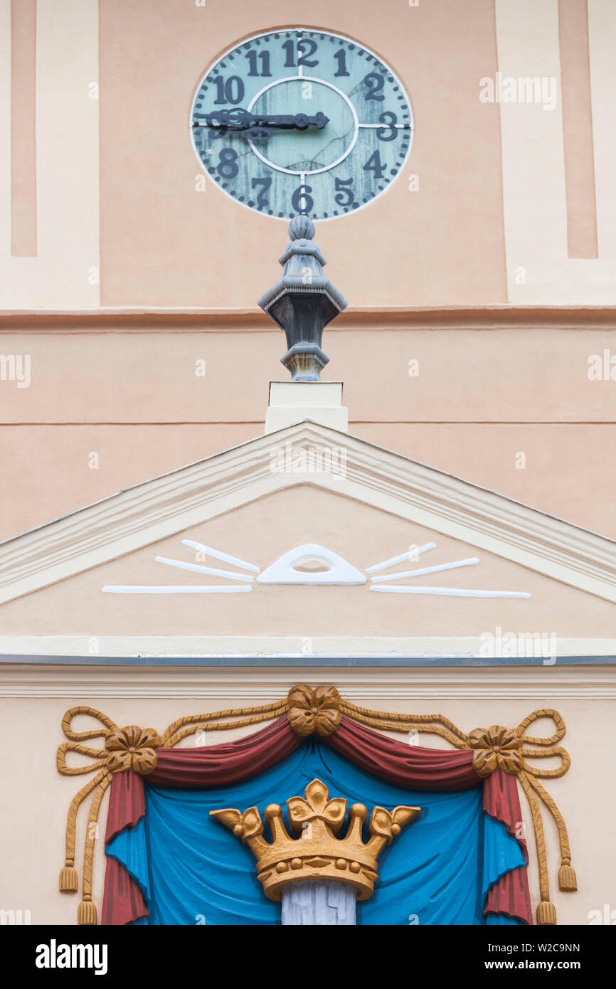 La Romania, Transilvania, Brasov, Piata Sfatului Square, ex Municipio, ora Brasov Museo Storico, Torre dettaglio Foto Stock