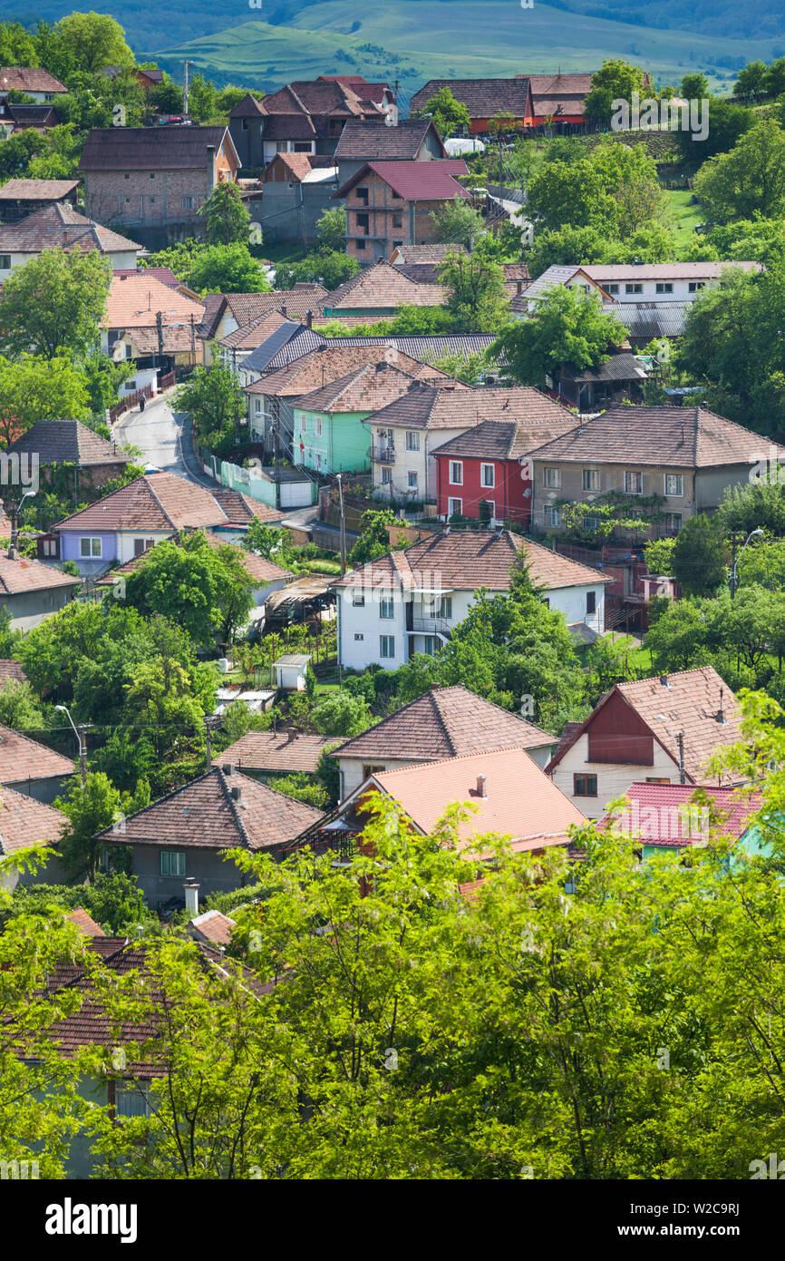 La Romania, Transilvania, Medias, elevati vista città Foto Stock