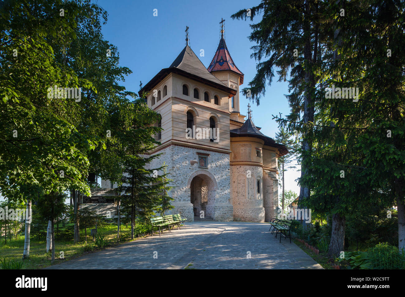 La Romania, regione di Bucovina Suceava, Ortodossi Mirauti chiesa del XIV secolo Foto Stock