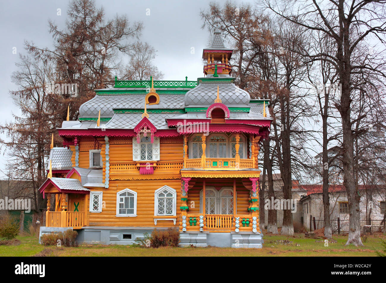 Bugrov della casa in legno (1880), Volodarsk, Nizhny Novgorod, Russia Foto Stock