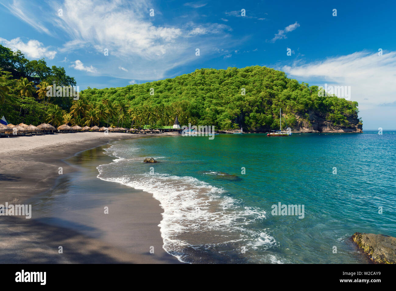 Caraibi, St Lucia, Soufriere, Anse Chastanet, Anse Chastanet Beach Foto Stock