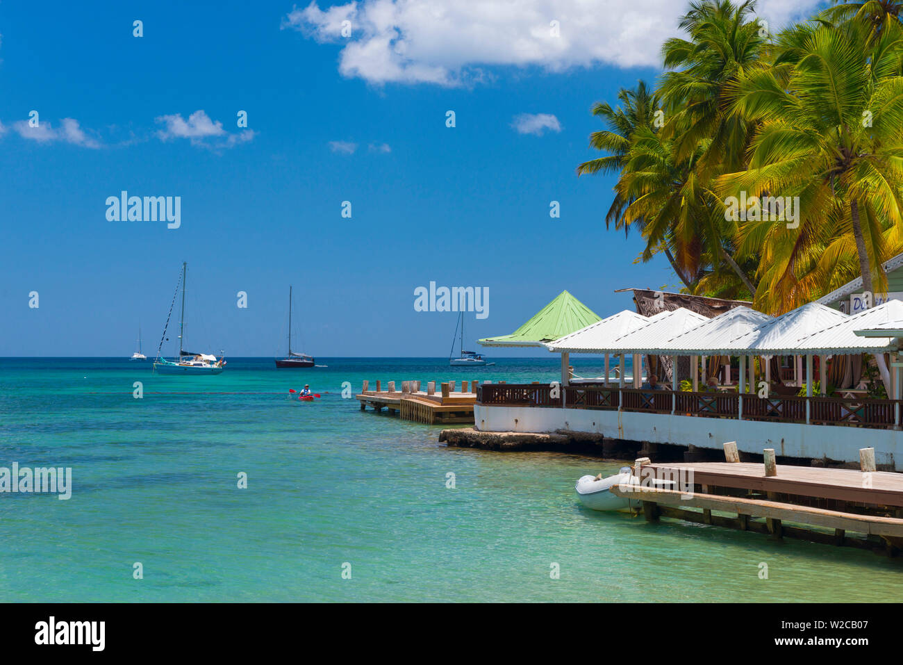 Caraibi, St Lucia Marigot, Marigot Bay, Marigot Bay Beach Club Hotel, Doolittle del ristorante Foto Stock
