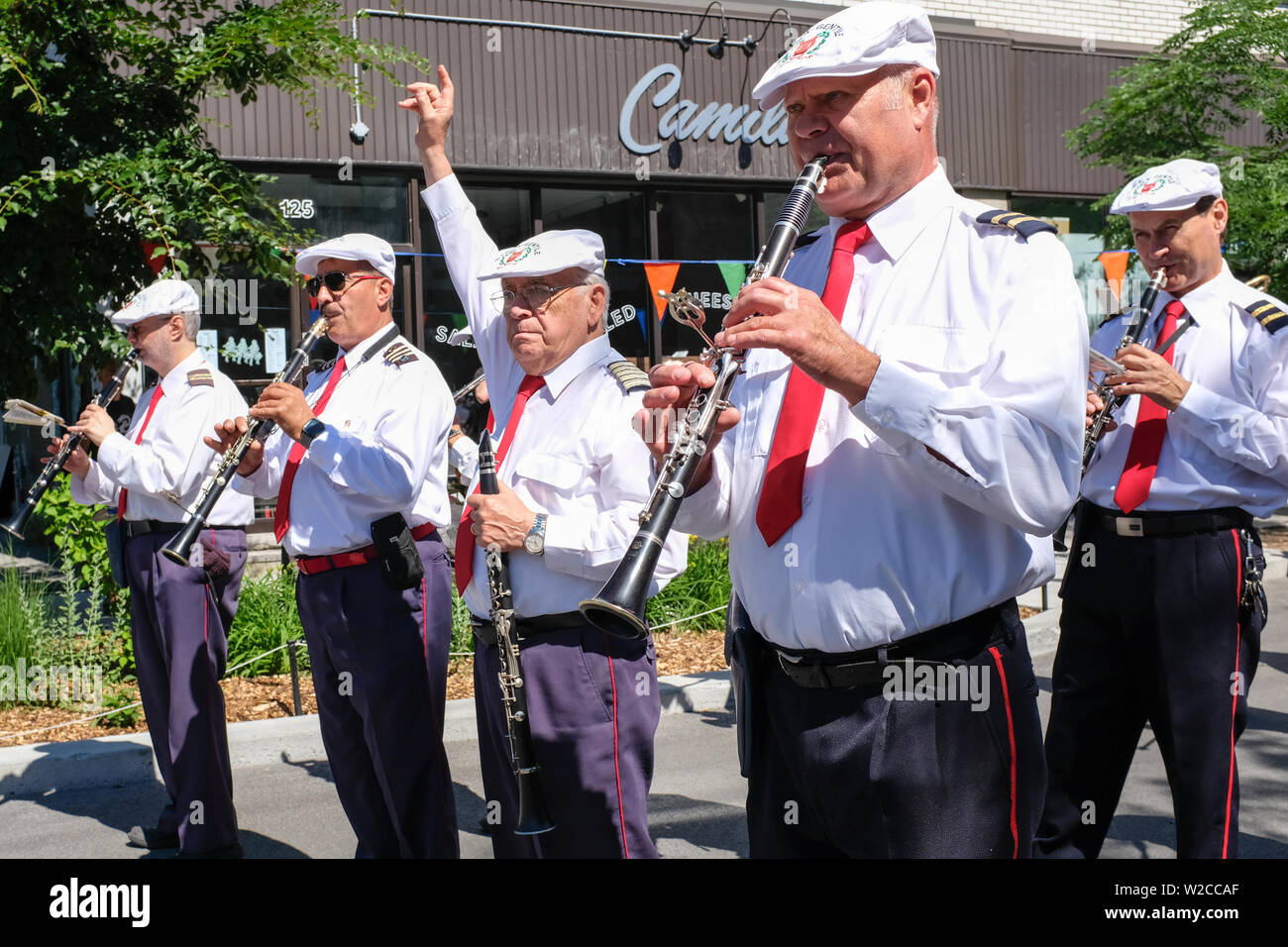 Italian Marching Band in Mile End Montreal Foto Stock