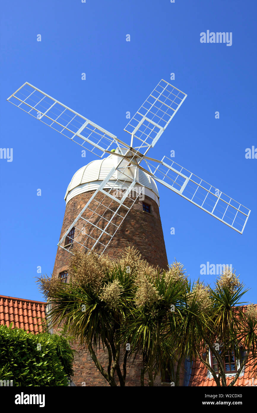 Il mulino a vento, Santa Maria, Jersey, Isole del Canale Foto Stock