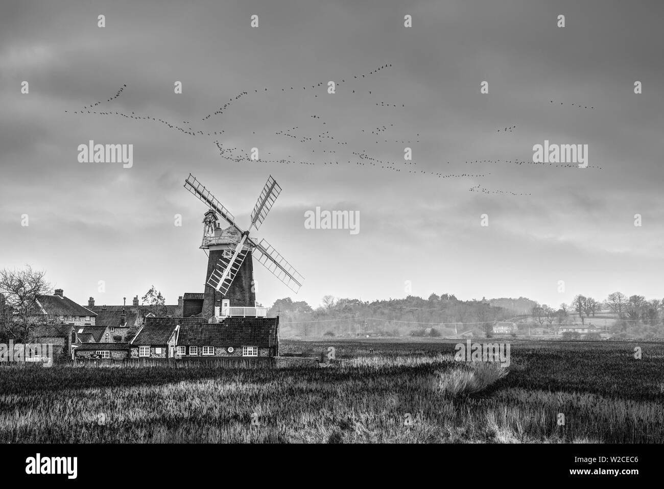 Regno Unito, Inghilterra, Norfolk, North Norfolk, Cley accanto al mare, Cley Windmill Foto Stock