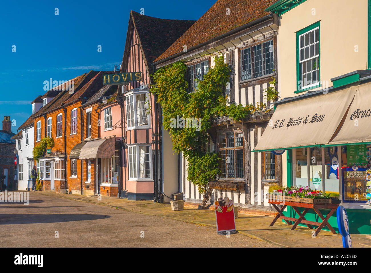 Regno Unito, Inghilterra, Suffolk, Lavenham, corsia di mercato Foto Stock