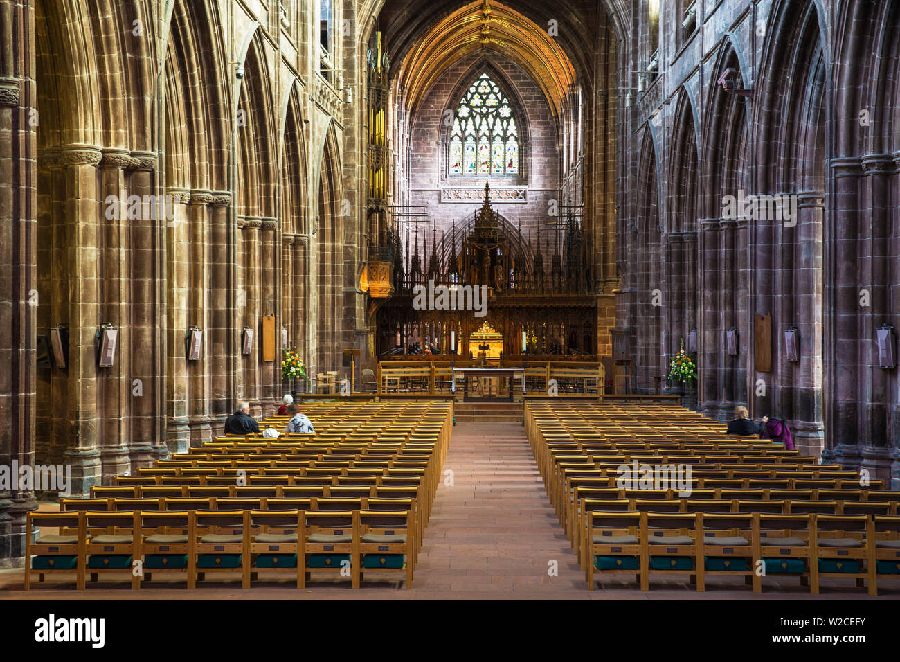 Regno Unito, Inghilterra, Cheshire, Chester, Chester Cathedral, la navata centrale Foto Stock
