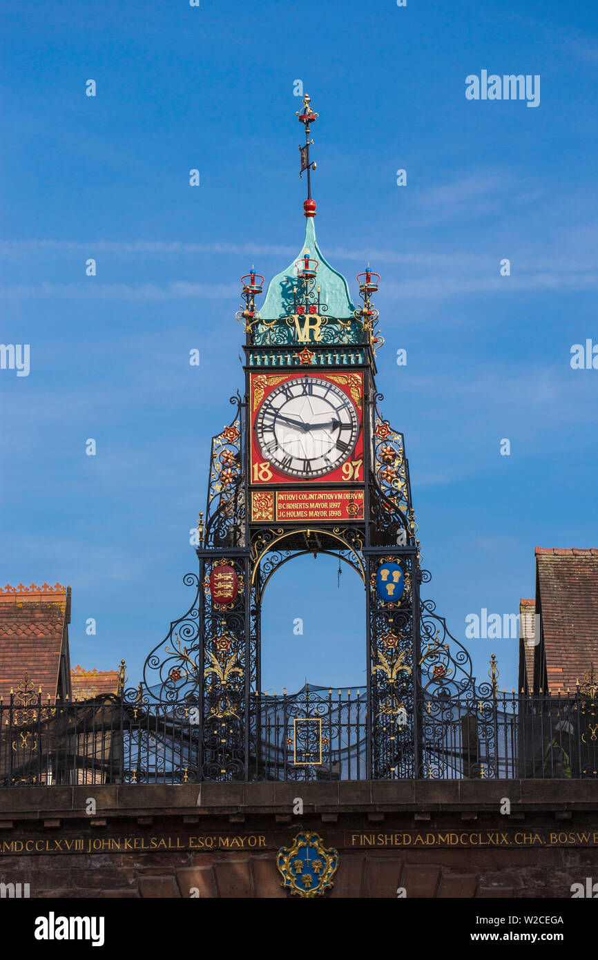 Regno Unito, Inghilterra, Cheshire, Chester, Eastgate e Eastgate Clock Foto Stock