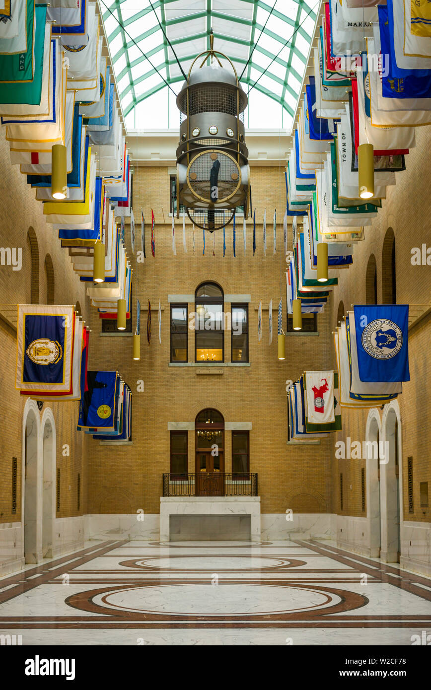 Stati Uniti d'America, Massachusetts, Boston, Massachusetts State House, la Sala delle Bandiere Foto Stock