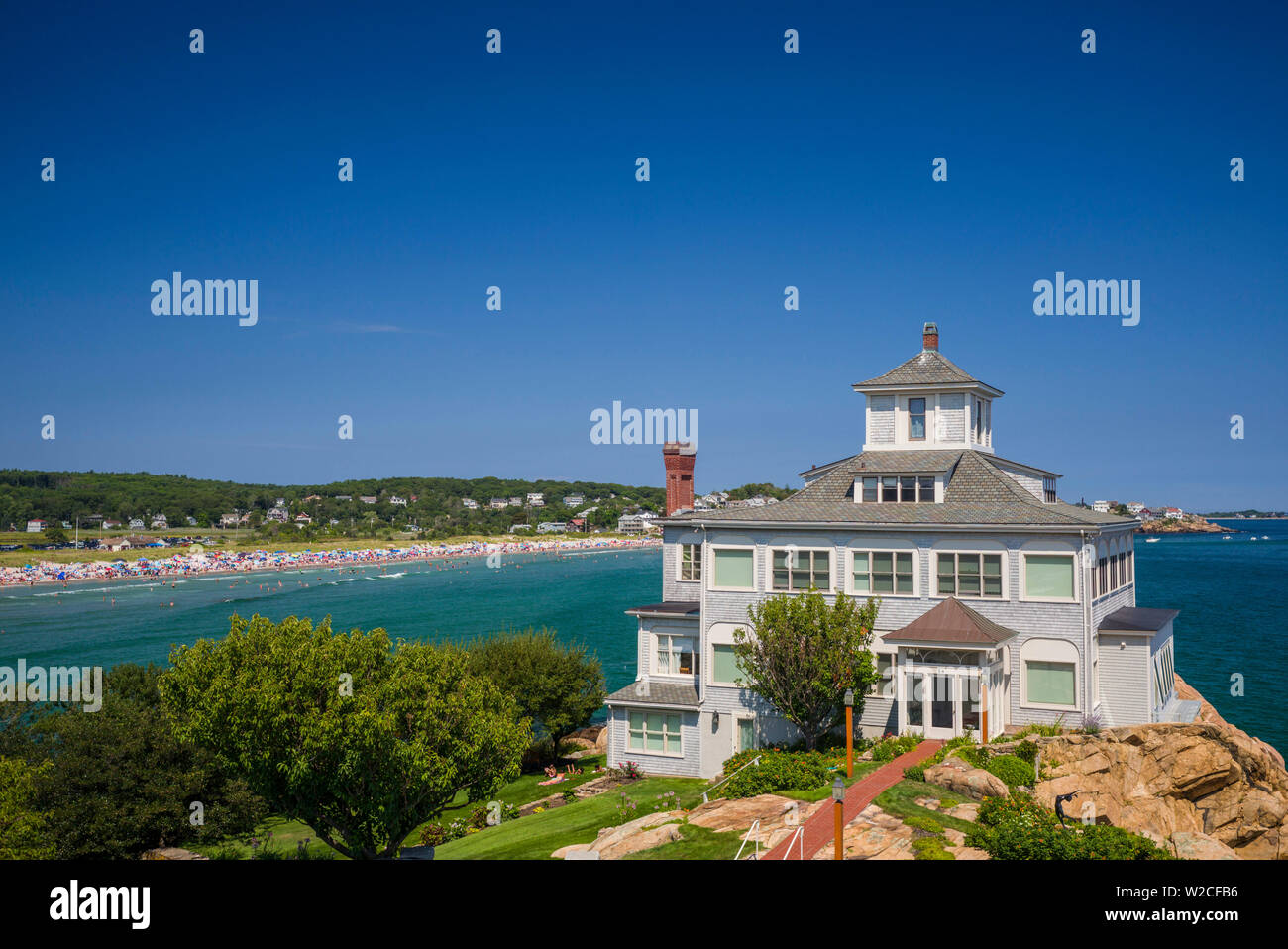 Stati Uniti d'America, Massachusetts, Cape Ann, Gloucester, buon porto spiaggia, vista in elevazione Foto Stock