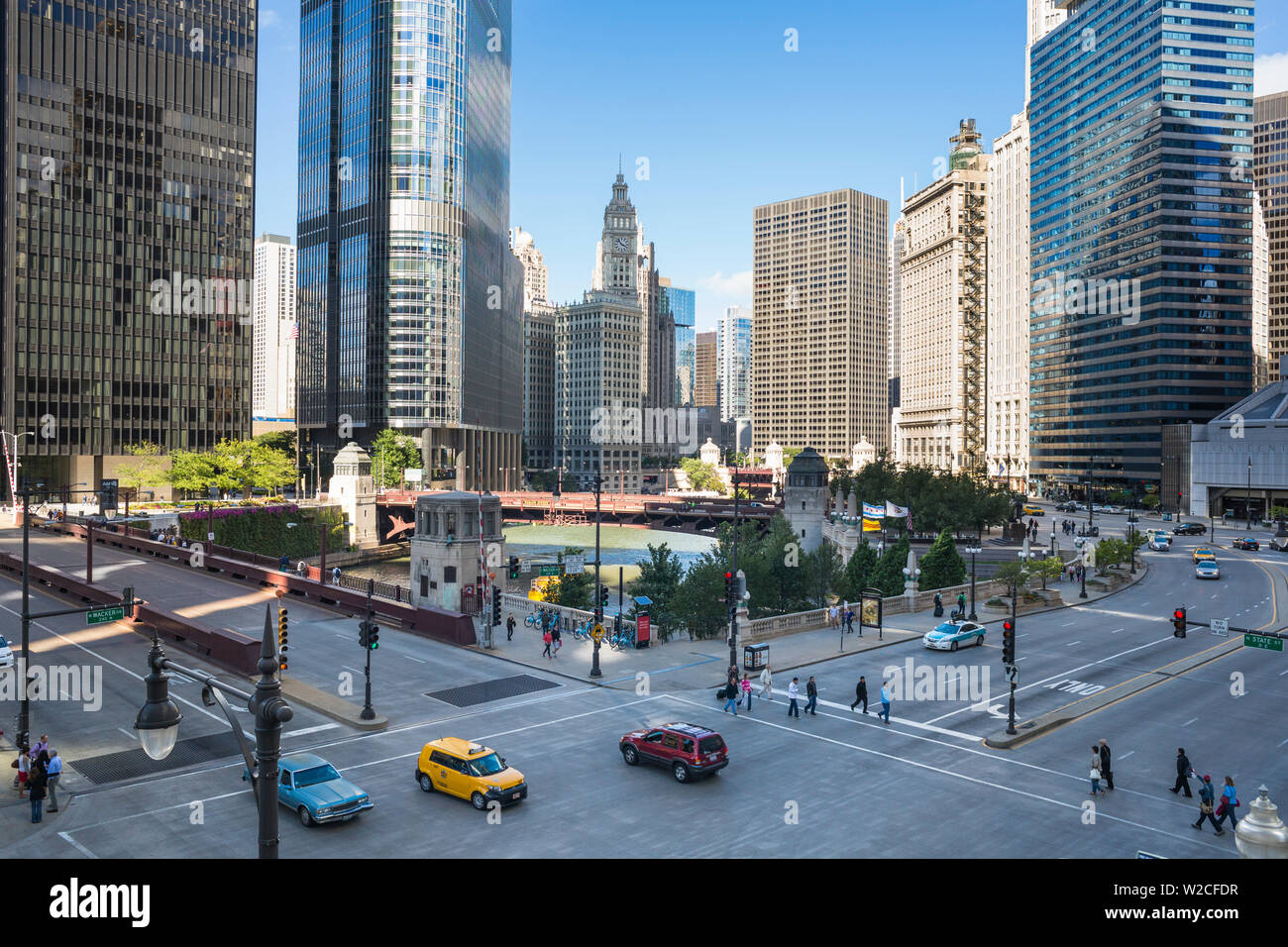 Stati Uniti d'America, Illinois, Chicago, centro di West Wacker Drive Foto Stock