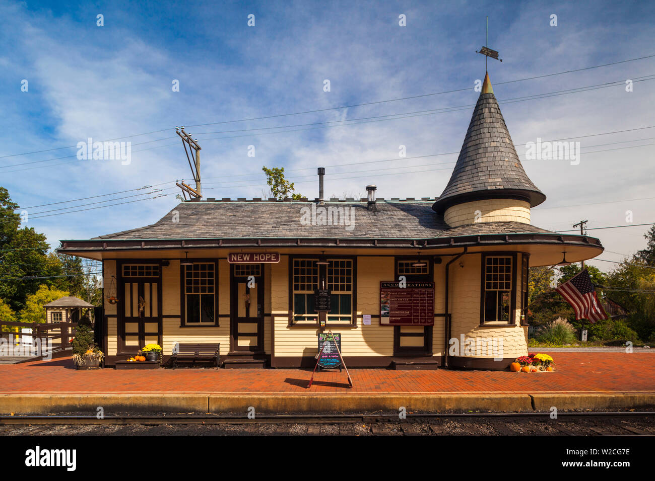 Stati Uniti d'America, Pennsylvania, CONTEA DI BUCKS, nuova speranza, stazione ferroviaria Foto Stock