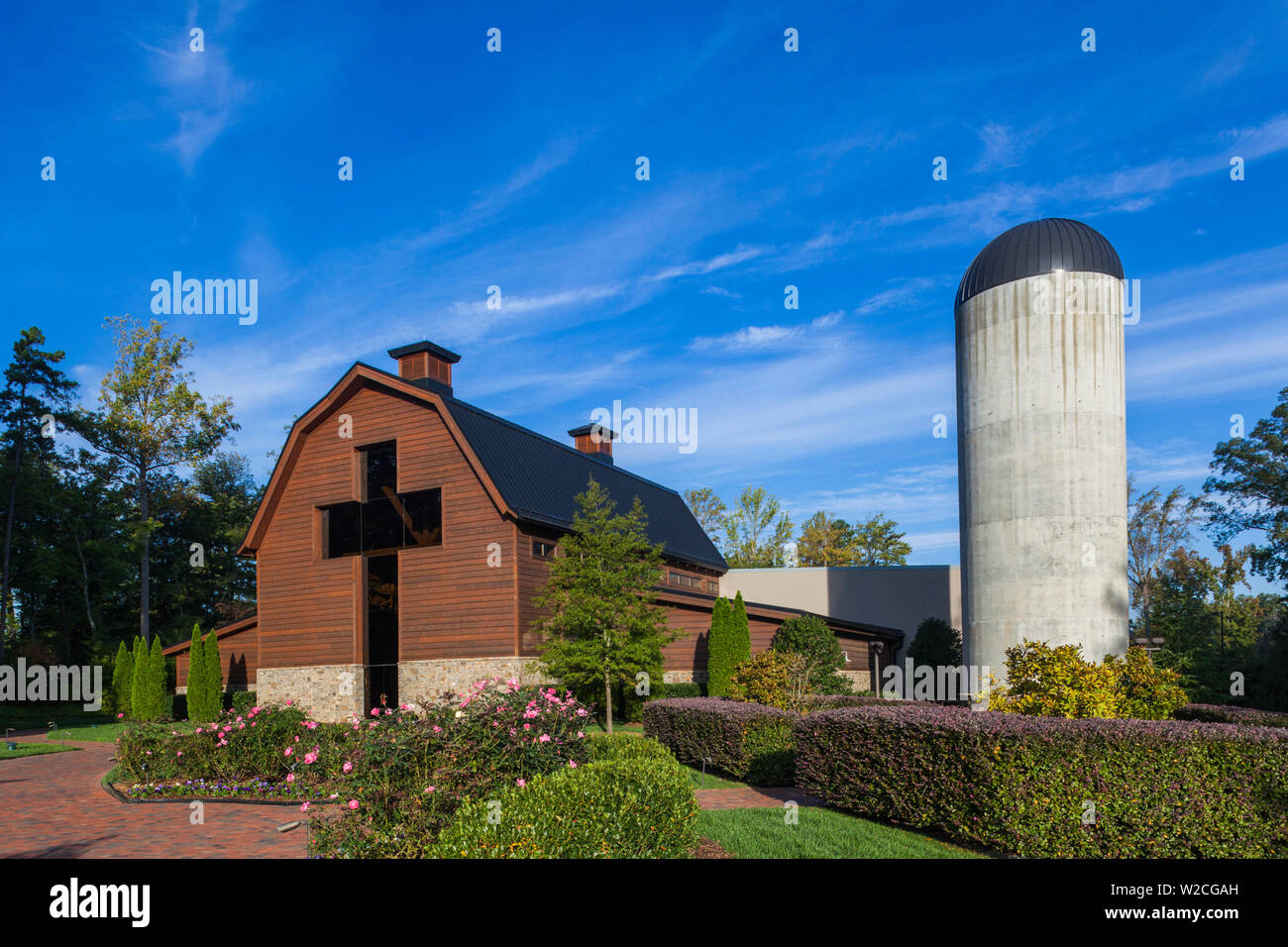 Stati Uniti d'America, North Carolina, Charlotte, Billy Graham Library, libreria e la cappella dalla fanciullezza casa del famoso evangelista Billy Graham Foto Stock