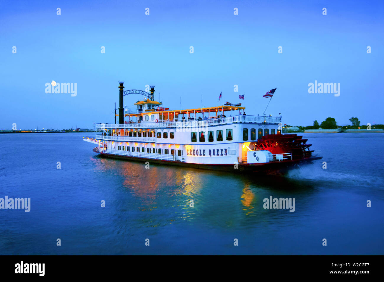 In Louisiana, New Orleans Creole Queen Steamboat, fiume Mississippi Foto Stock