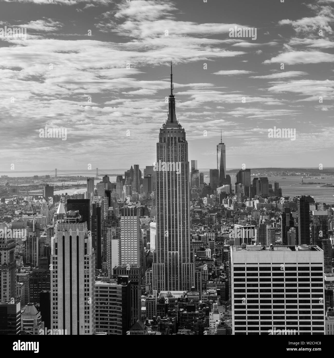 Stati Uniti d'America, New York New York City, vista in elevazione del centro di Manhattan dalla roccia 30 viewning Platform Foto Stock