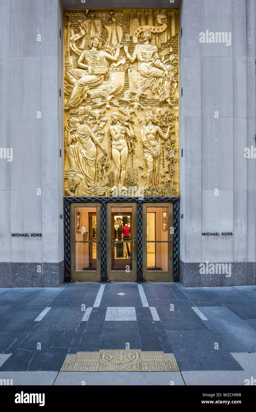 Rockfeller Center, la Fifth Avenue, Manhattan, New York, New York, Stati Uniti d'America Foto Stock