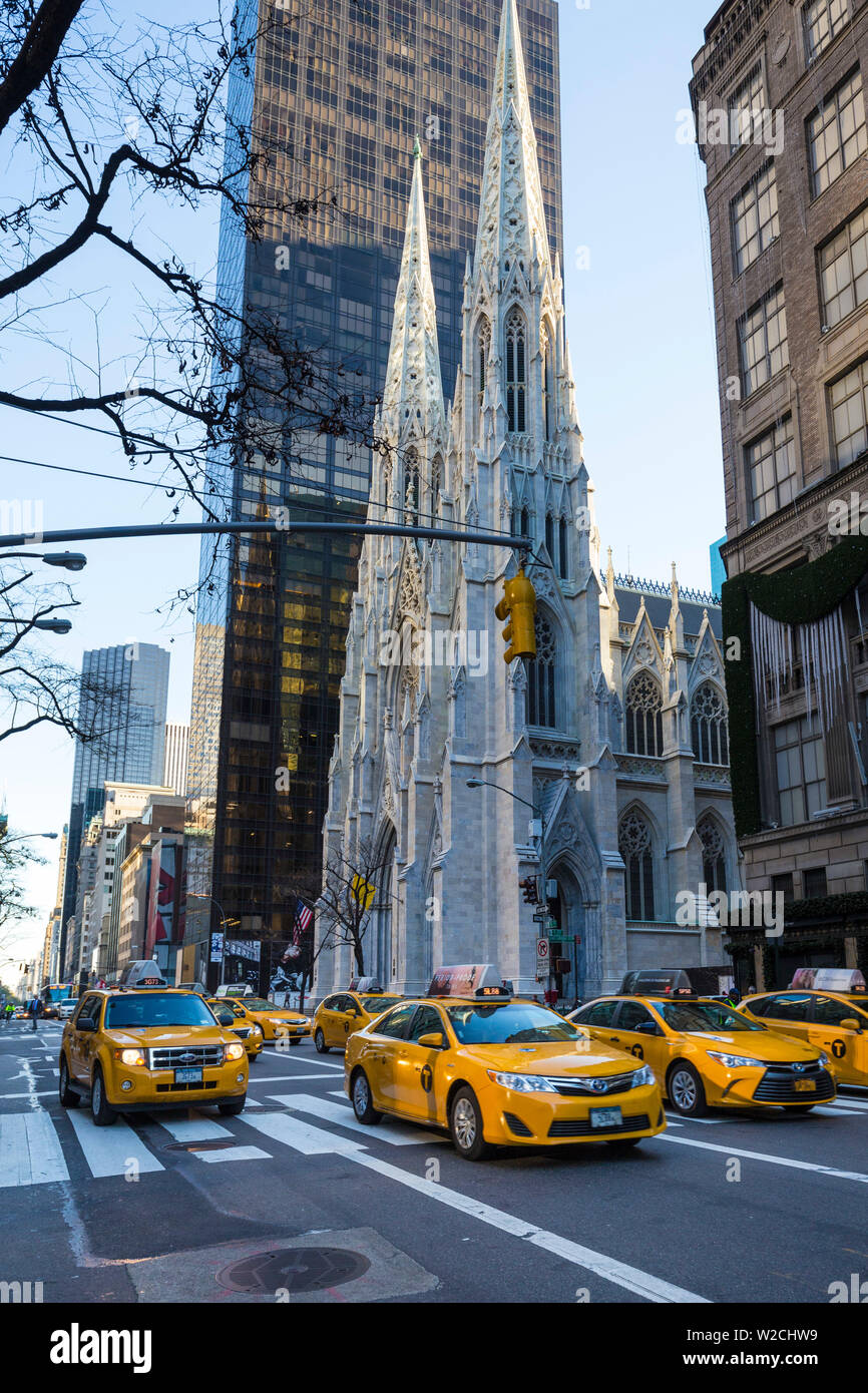 La Cattedrale di San Patrizio, la Fifth Avenue, Manhattan, New York, New York, Stati Uniti d'America Foto Stock