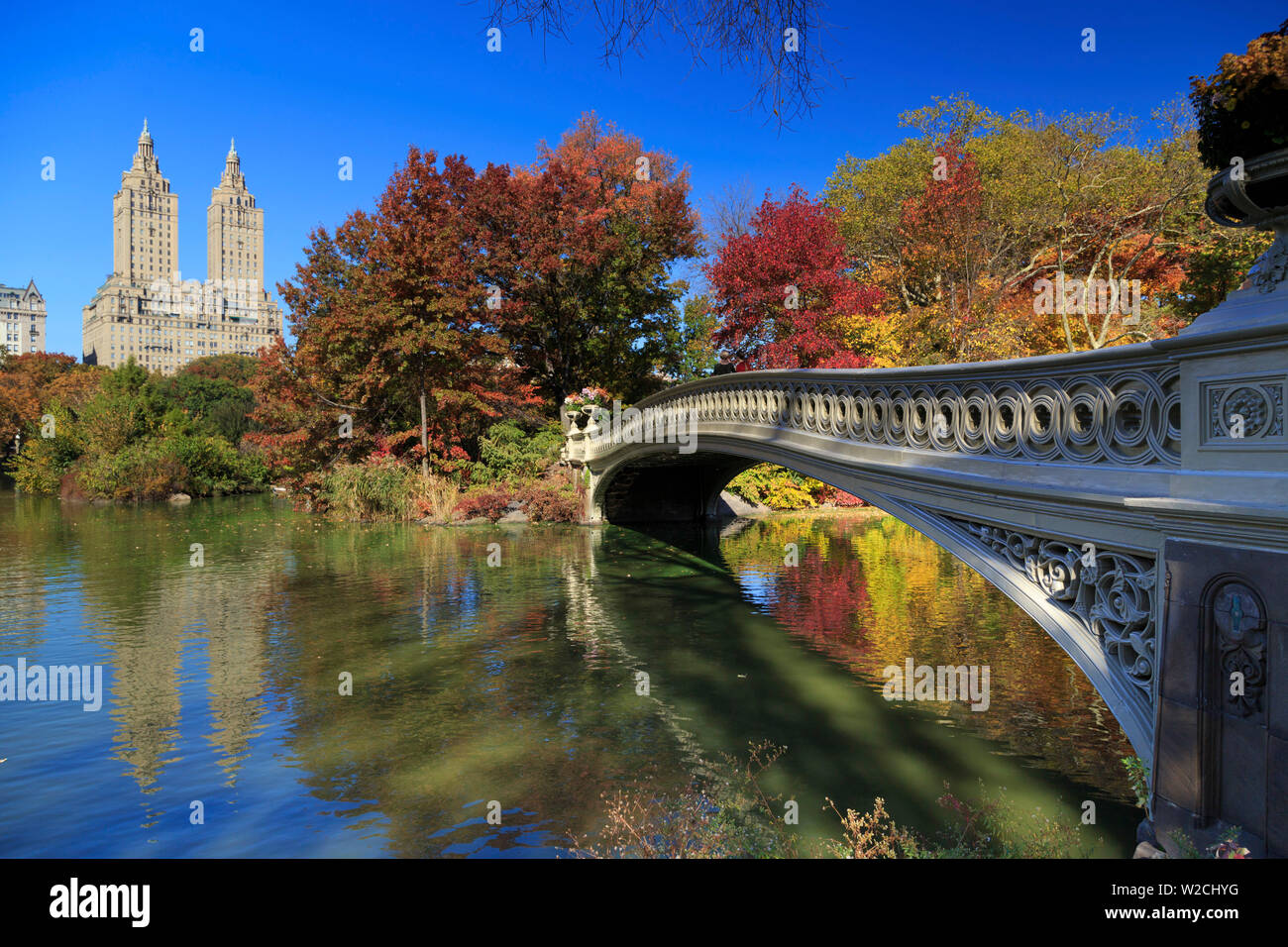 Stati Uniti d'America, New York City, Manhattan, Central Park, il ponte di prua Foto Stock