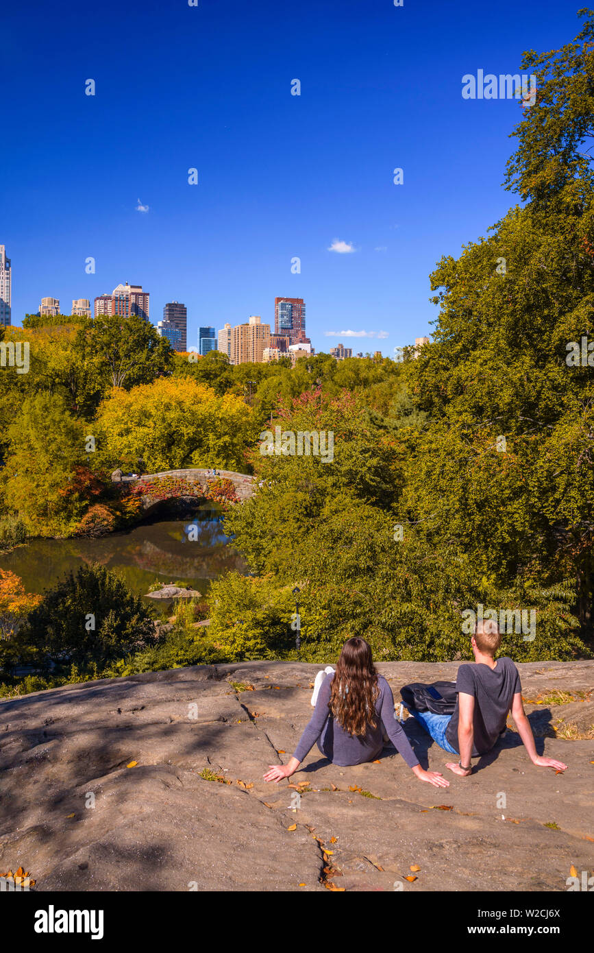 Stati Uniti d'America, New York Midtown, Central Park, Gapstow Bridge Foto Stock