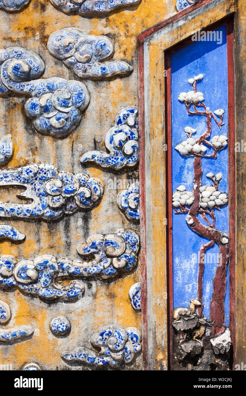Il Vietnam, tonalità di tinta città imperiale, Dien Tho Residence, costruzione di dettaglio Foto Stock