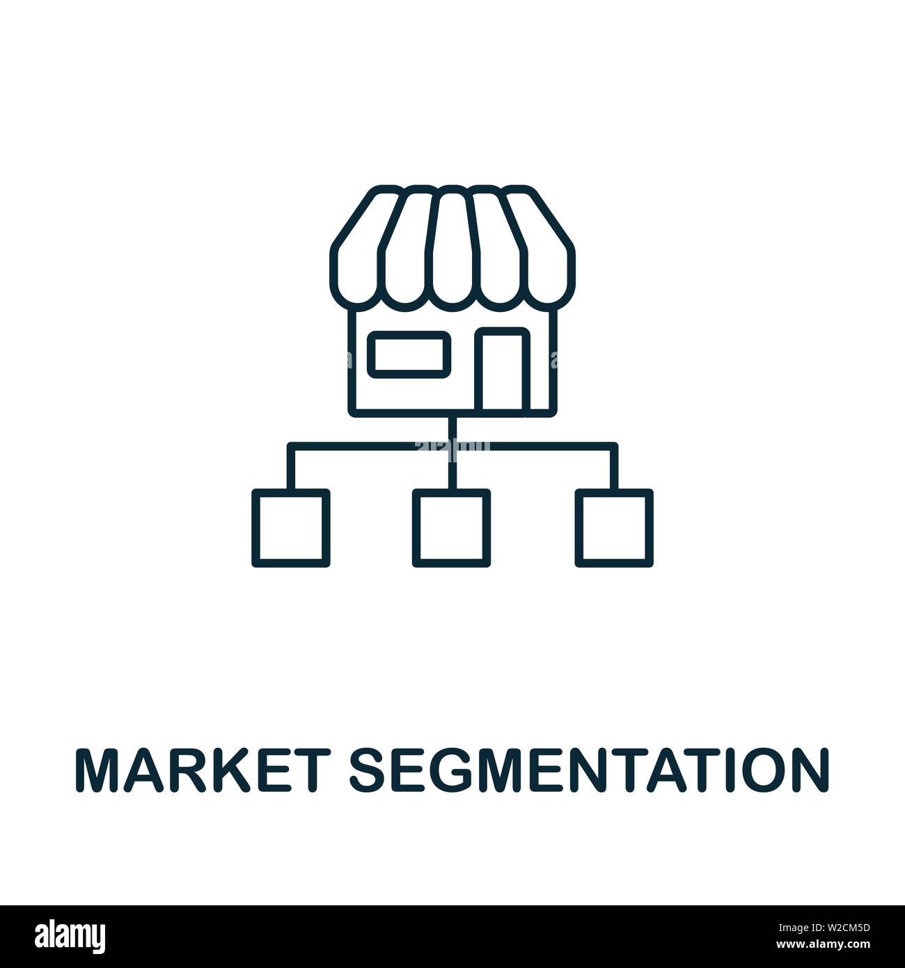 Icona Market Segmentation Outline (contorno segmentazione mercato). Elemento concetto sottile dalla raccolta icone contenuto. Icona di segmentazione del mercato creativo per applicazioni mobili e Web Illustrazione Vettoriale