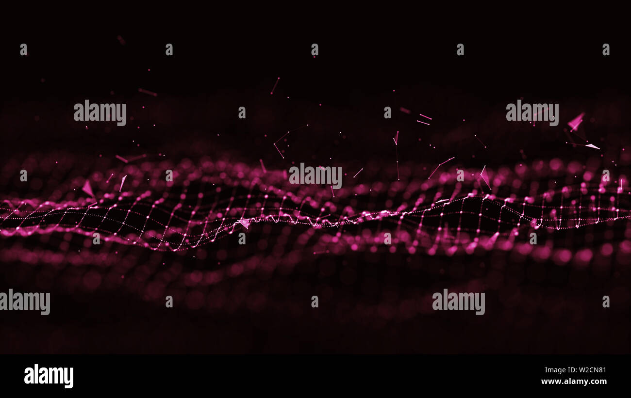 Abstract blu del plesso forme geometriche. Collegamento e Web Concept. Digital, la comunicazione e la tecnologia di rete con sfondo spostamento delle linee e fare Foto Stock