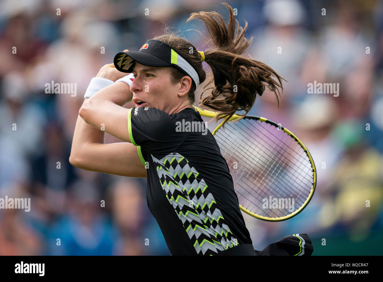 Johanna Konta di GBR in azione contro Maria Sakkari della Grecia. Johanna Konta a valle della natura International 2019, Devonshire Park, Eastbourne - Engla Foto Stock