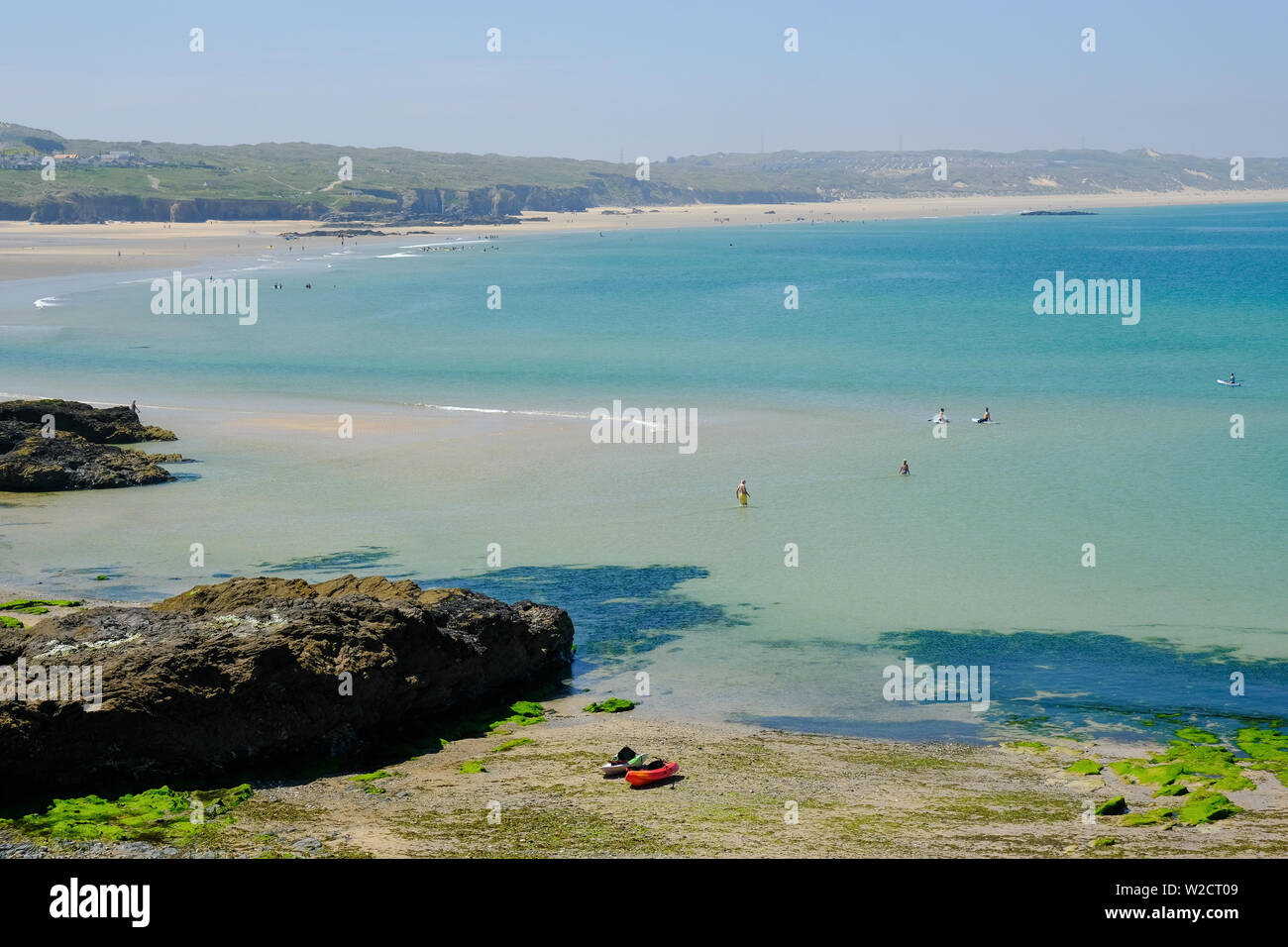 Spiaggia Godrevy Cornovaglia visto dal South West Coast Path Foto Stock