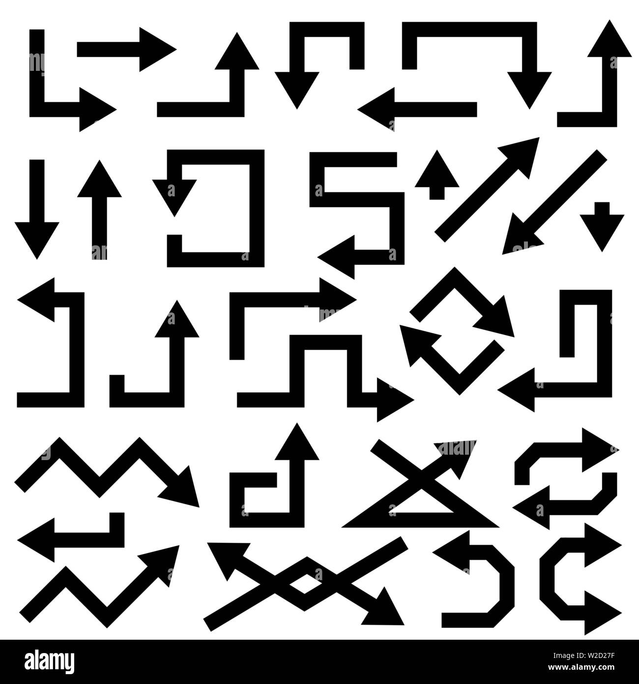 Frecce. Piatto nero icone Illustrazione Vettoriale