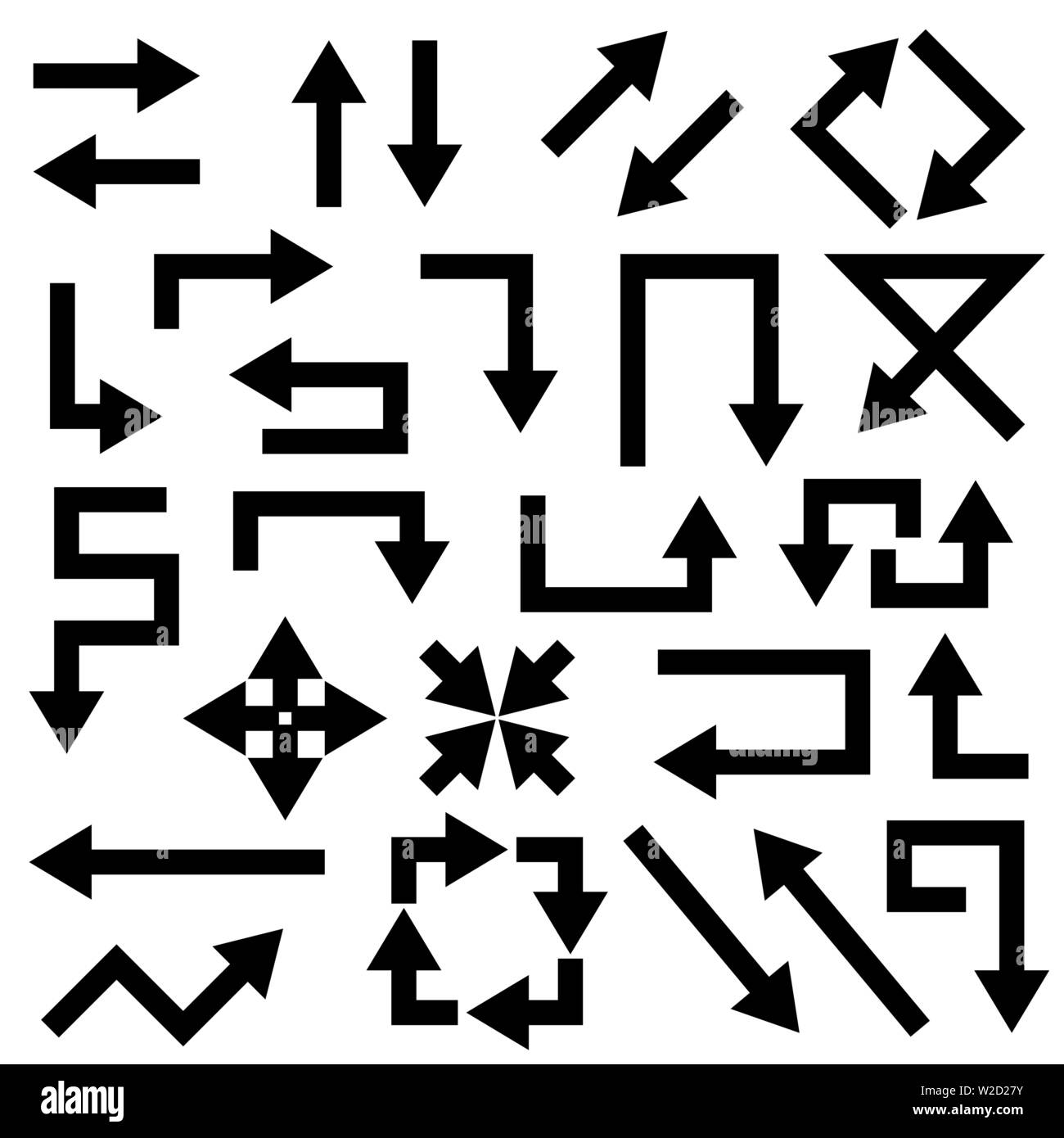 Frecce. Piatto nero icone Illustrazione Vettoriale