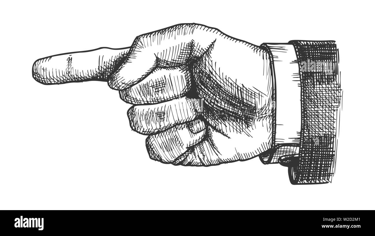 Maschio il puntatore a forma di mano che mostra dito di vettore di movimento Illustrazione Vettoriale