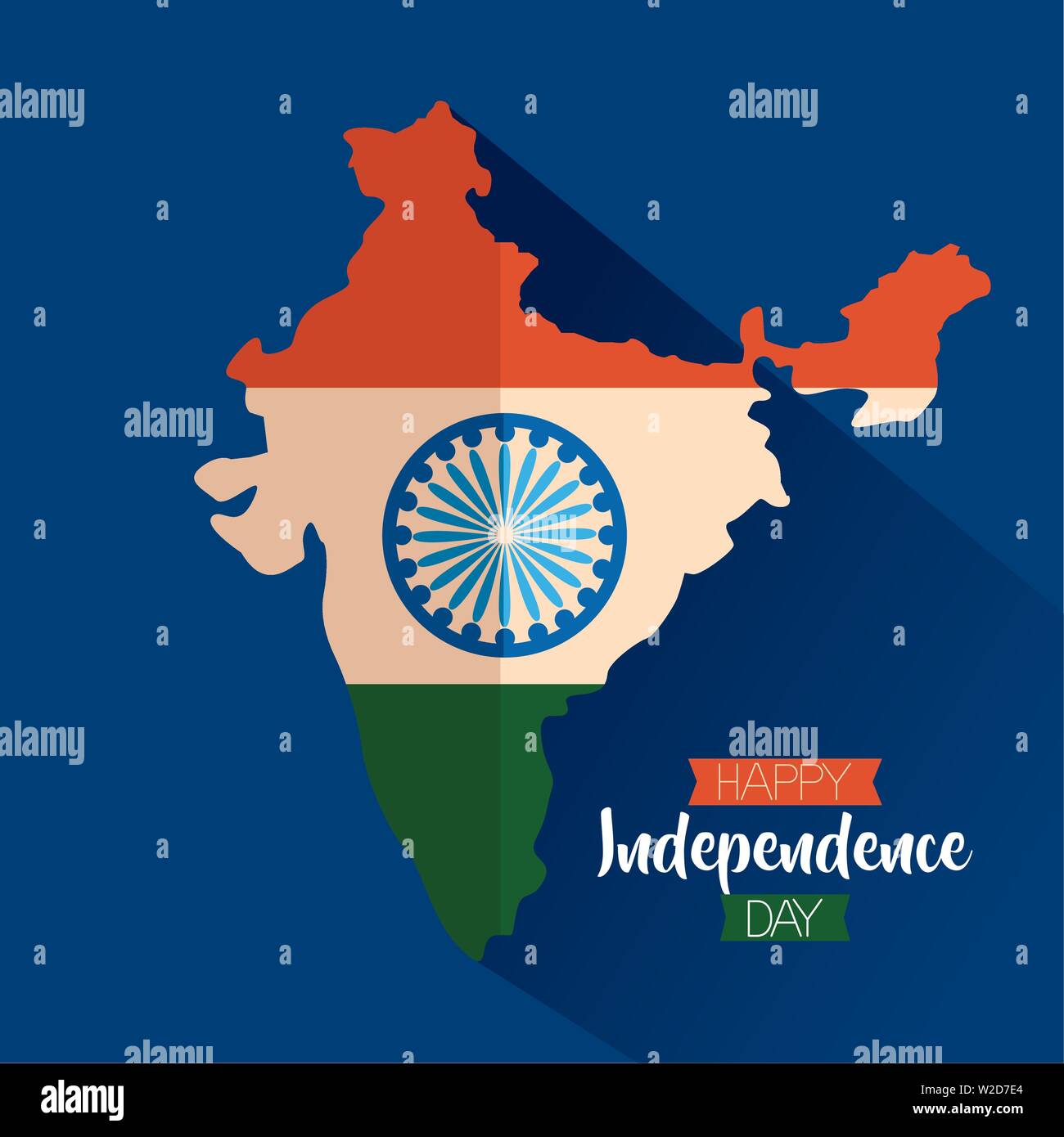 Felice giorno di indipendenza india design piatto Illustrazione Vettoriale