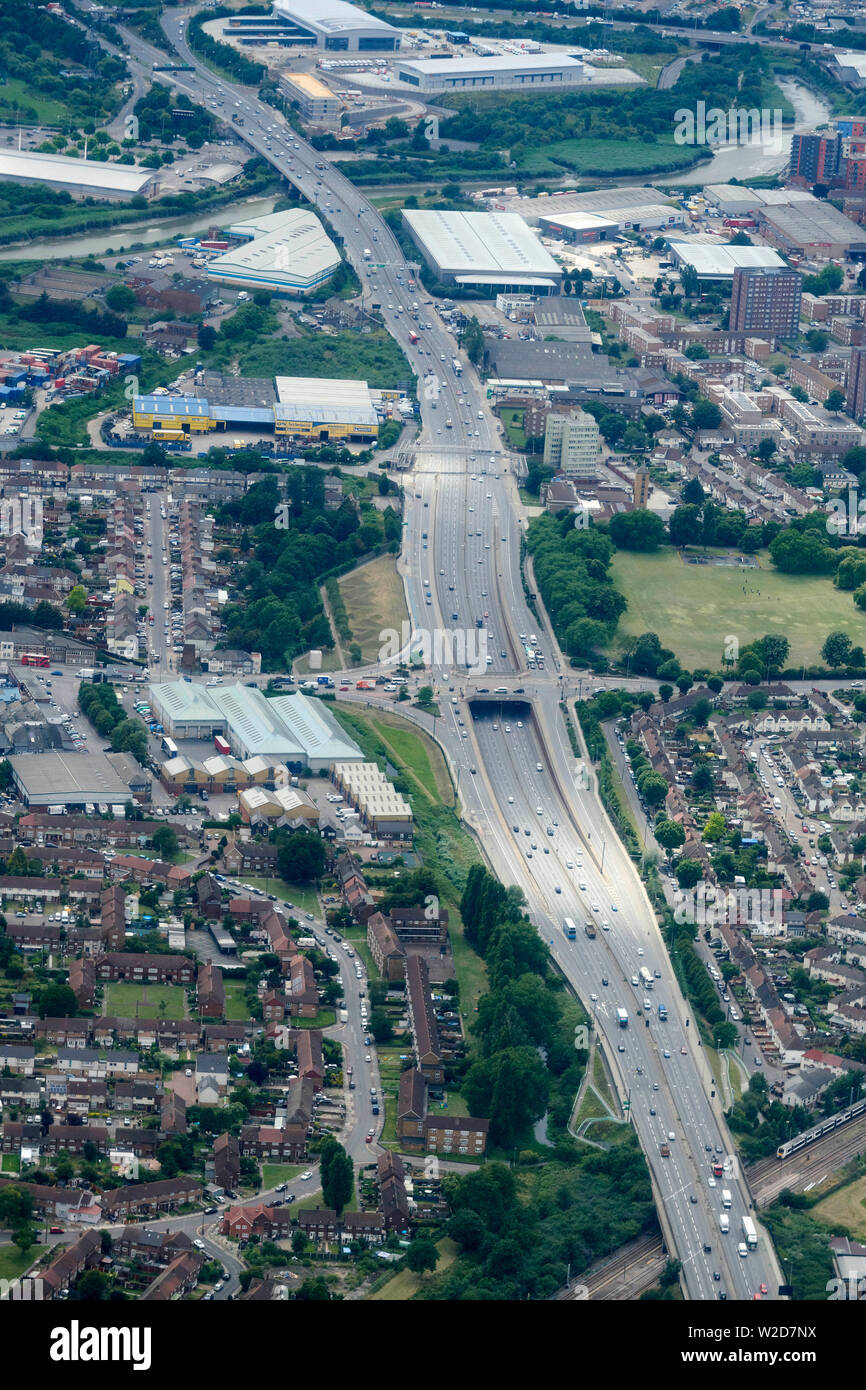 Un overhead shot della circolare nord, nord di Londra, Regno Unito Foto Stock