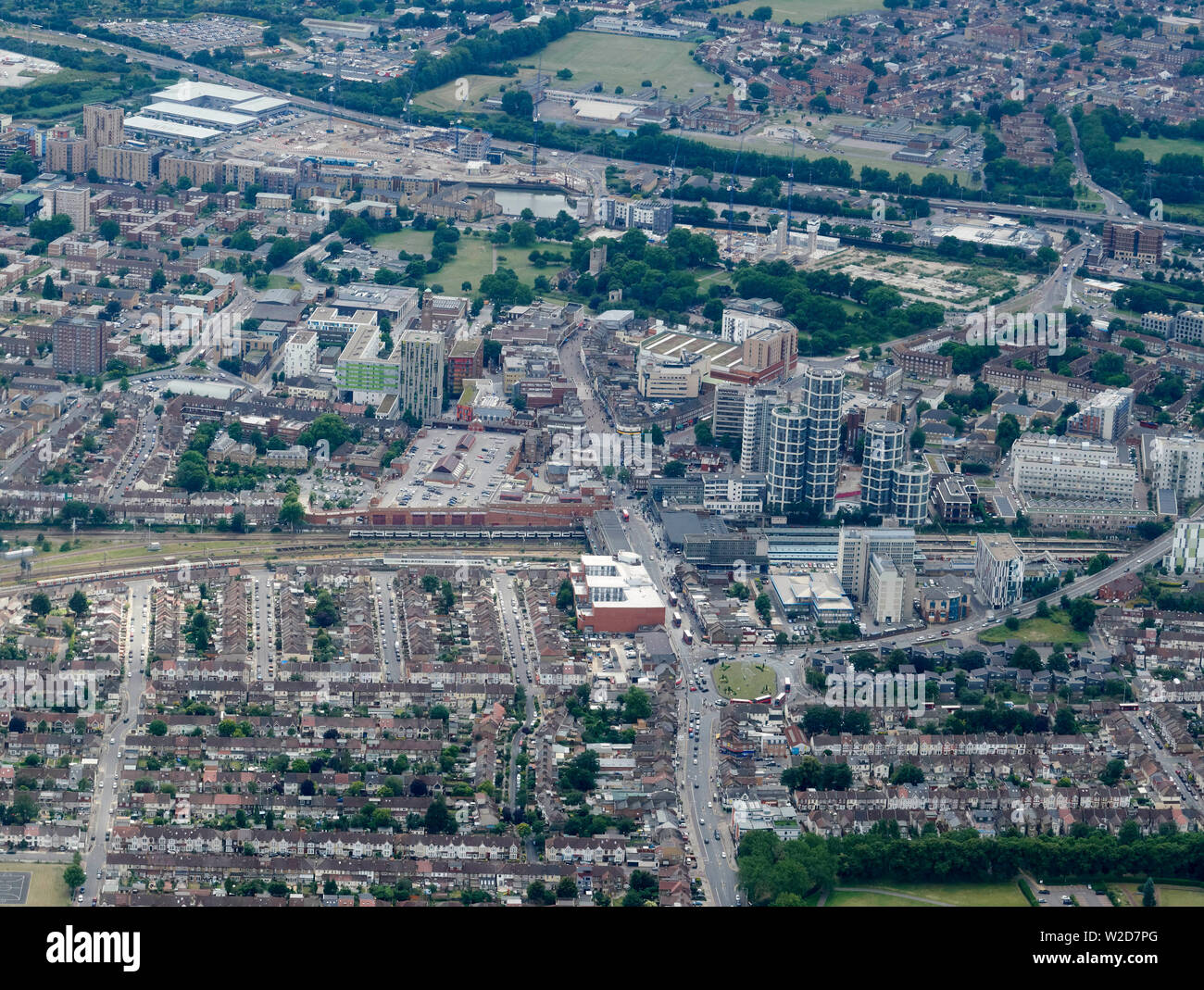 Una vista ad alto livello di Barking, East London, Regno Unito Foto Stock